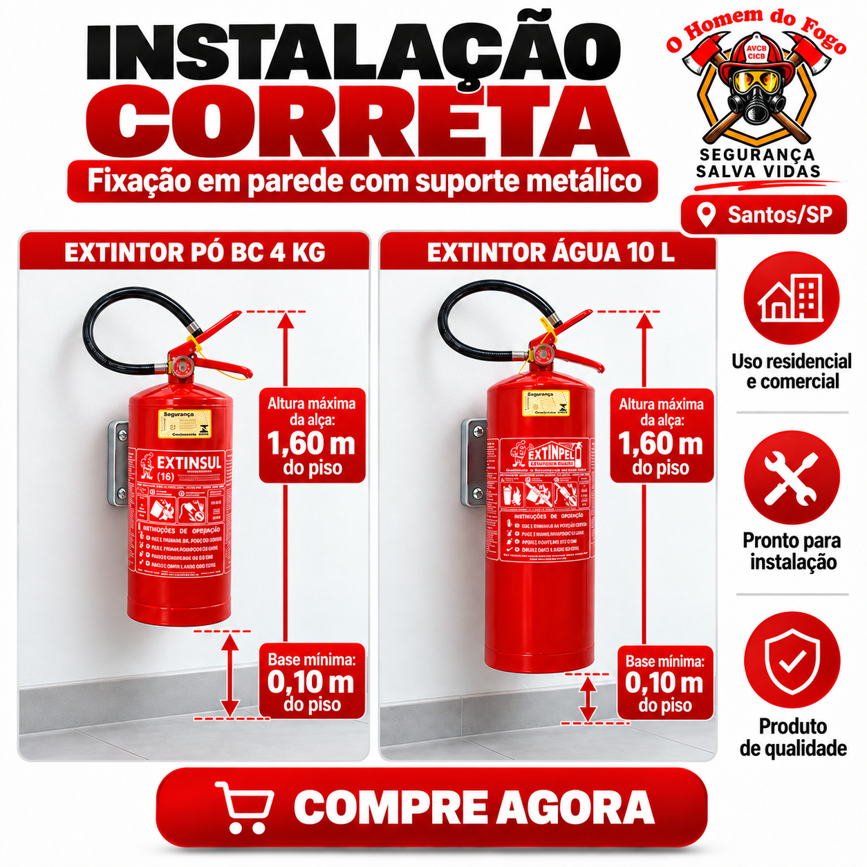 Extintor de pó químico BC 4 kg